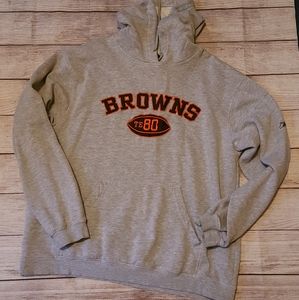 Reebok Mens XL Grey Cleveland Browns Hoodie